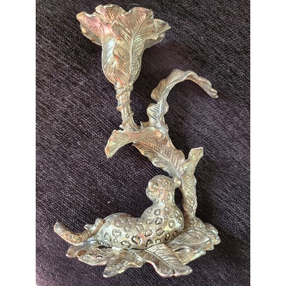 1990's Arthur Court candle holders, vintage set, Leopard and Elephant - Picture 7 of 14